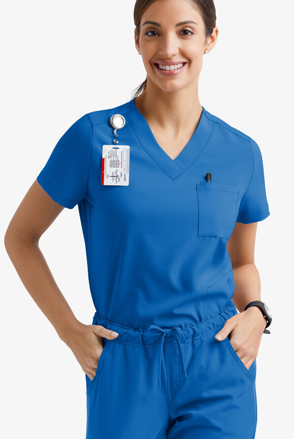 Blusa médica Easy Stretch Taylor con cuello en V y 3 bolsillos para mujer - Royal - 1