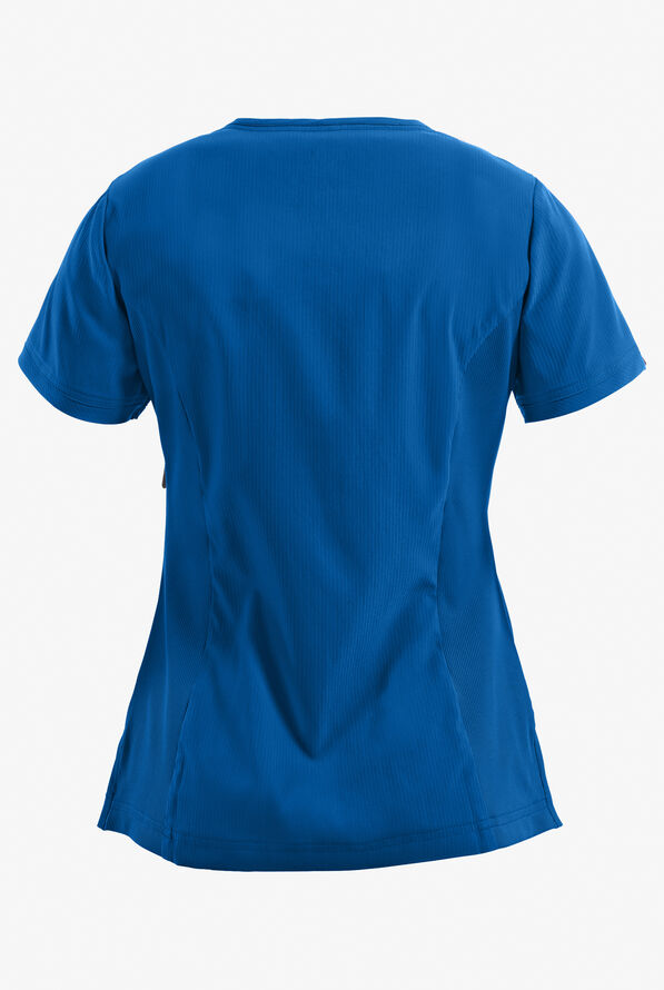 koi Lite™ Philosophy Women's 3-Pocket Mock Wrap Side Zipper Scrub Top - Royal - 2