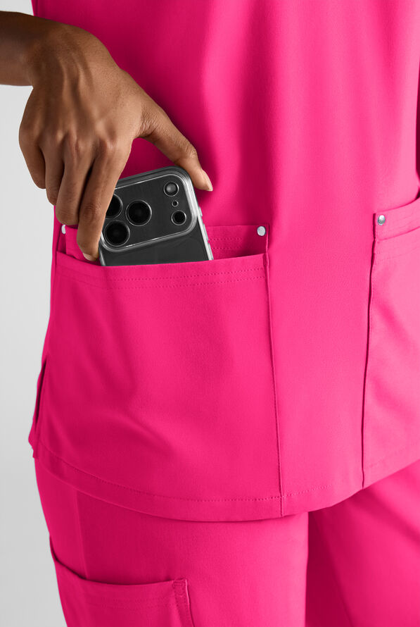 Easy STRETCH Women's 8-Pocket Scrub Set - Petite - Reactive Pink - 5
