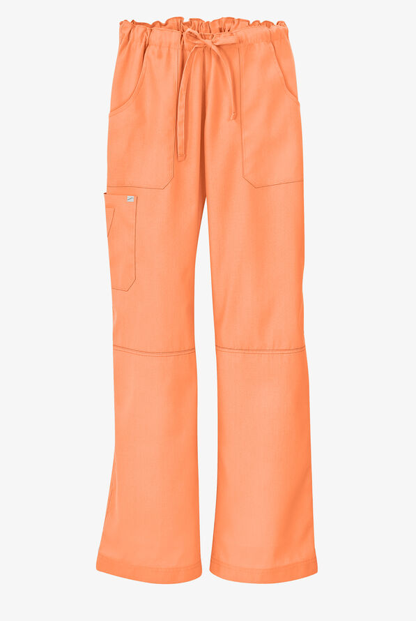 Butter-Soft Core Women's 6-Pocket Cargo Drawstring Scrub Pants - Apricot Cream - 4