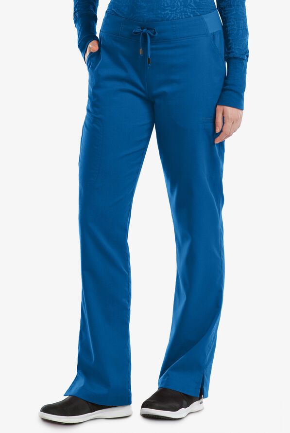 Pantalón médico Grey's Anatomy estilo cargo con piernas rectas y 6 bolsillos para mujer - Royal - 1
