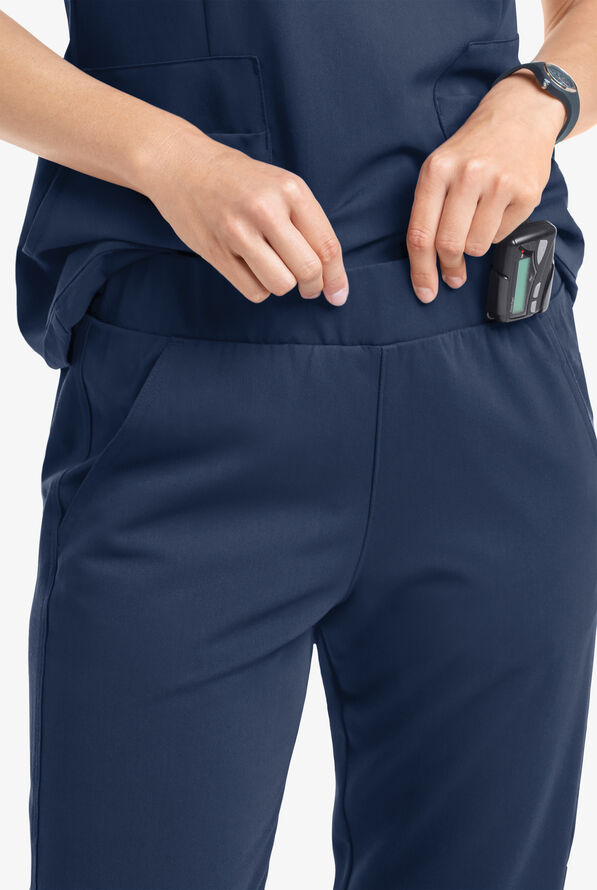 MOVEMENT by Butter-Soft Vega Women's 5-Pocket Flat Front Jogger STRETCH Scrub Pants - Tall - Navy - 2