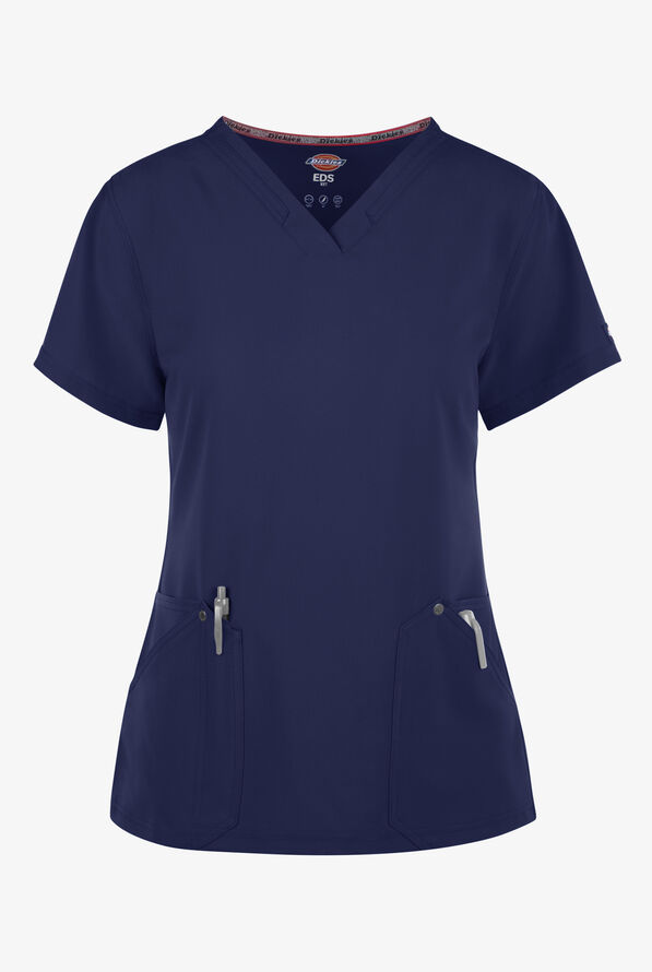Dickies EDS NXT Women's 4-pocket V-Neck Scrub Top - Navy - 1
