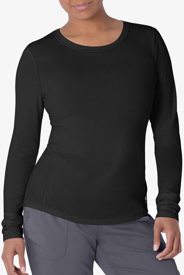 Healing Hands Mackenzie Women's STRETCH Long Sleeve Knit Underscrub - Black - 2