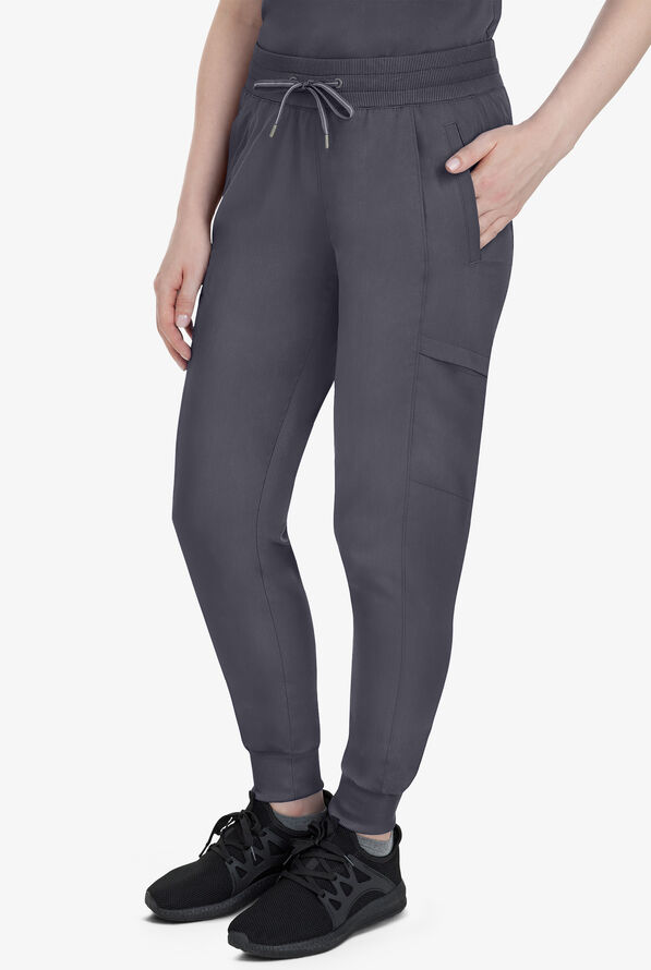 Healing Hands Purple Label Toby Women's 7-Pocket STRETCH Jogger Drawstring Scrub Pant - Pewter - 1