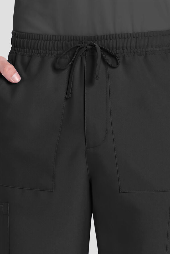 Cherokee Workwear Originals Ultra Men's 6-Pocket Straight Leg Drawstring Cargo Scrub Pants - Black - 2