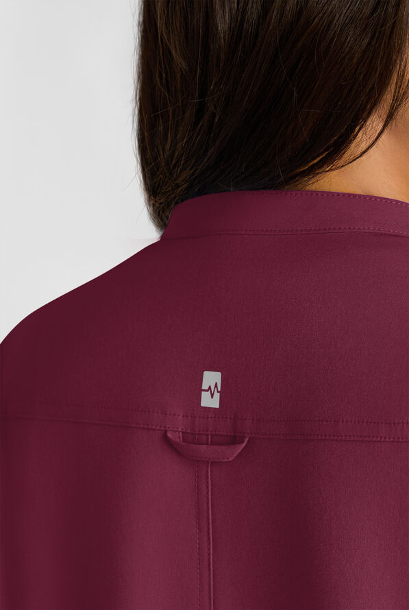 Easy STRETCH Bella Women's 1-Pocket Henley Scrub Top - Wine - 5