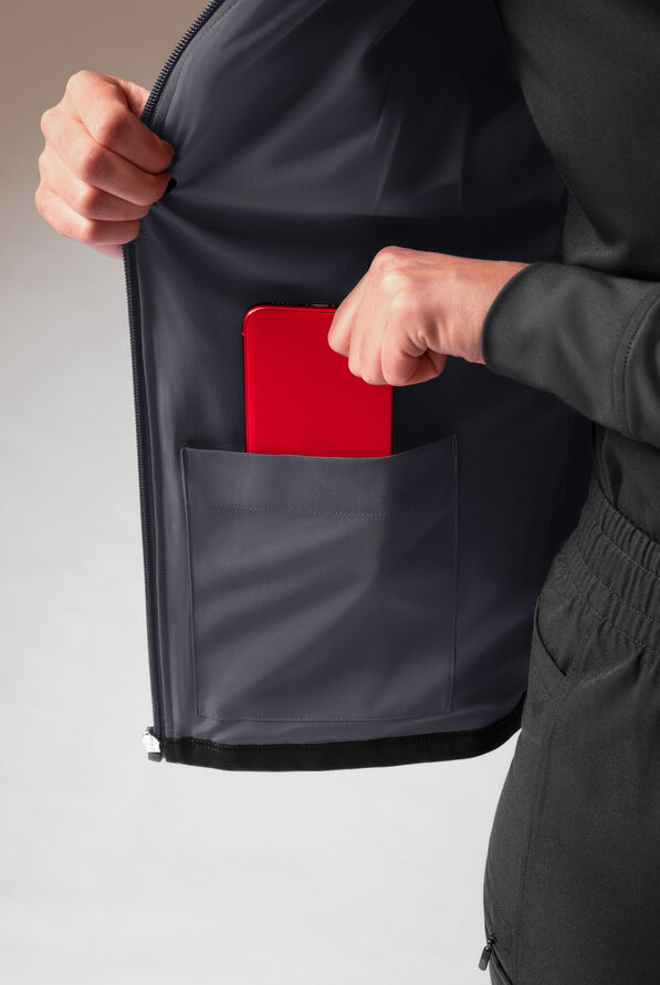 Hypothesis Super-Dermal Women’s Zip Front Multi-Pocket Scrub Jacket - Jet Black/Pewter - 8