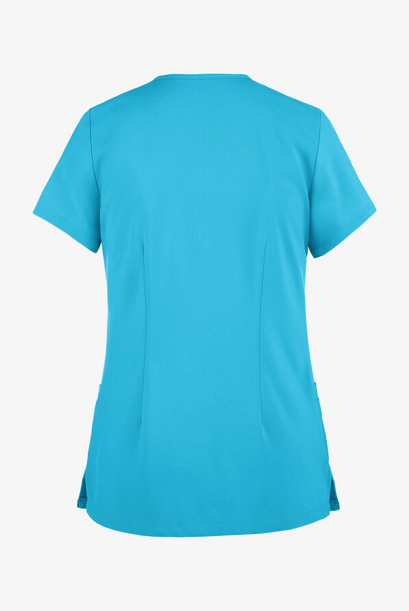 Easy STRETCH Zoe Women's 4-Pocket V-Neck Scrub Top - Turquoise - 4