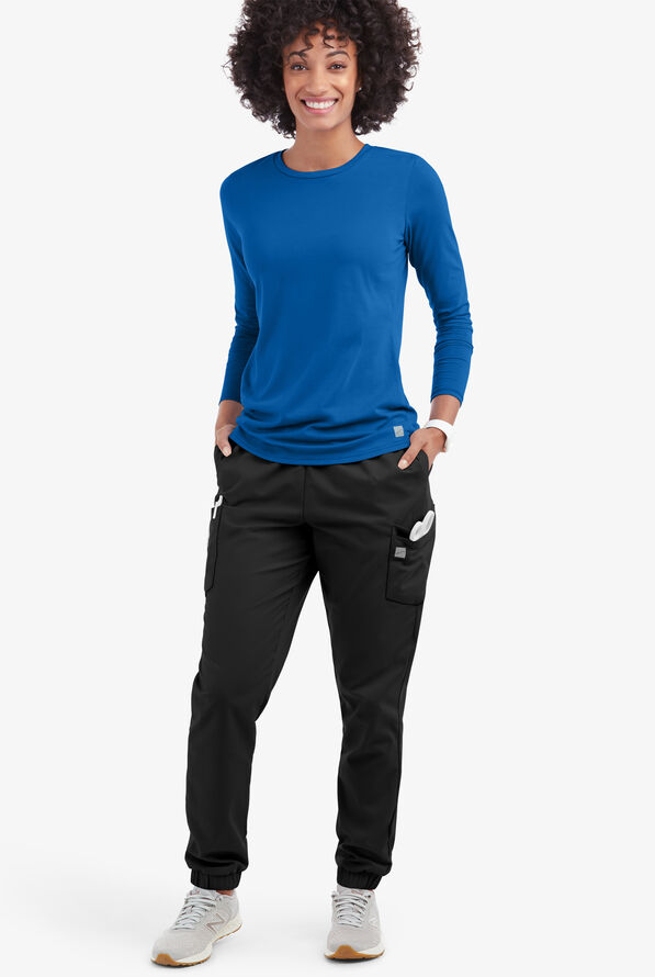 Butter-Soft Core Women's Long Sleeve Crew Neck Underscrub - Royal - 2