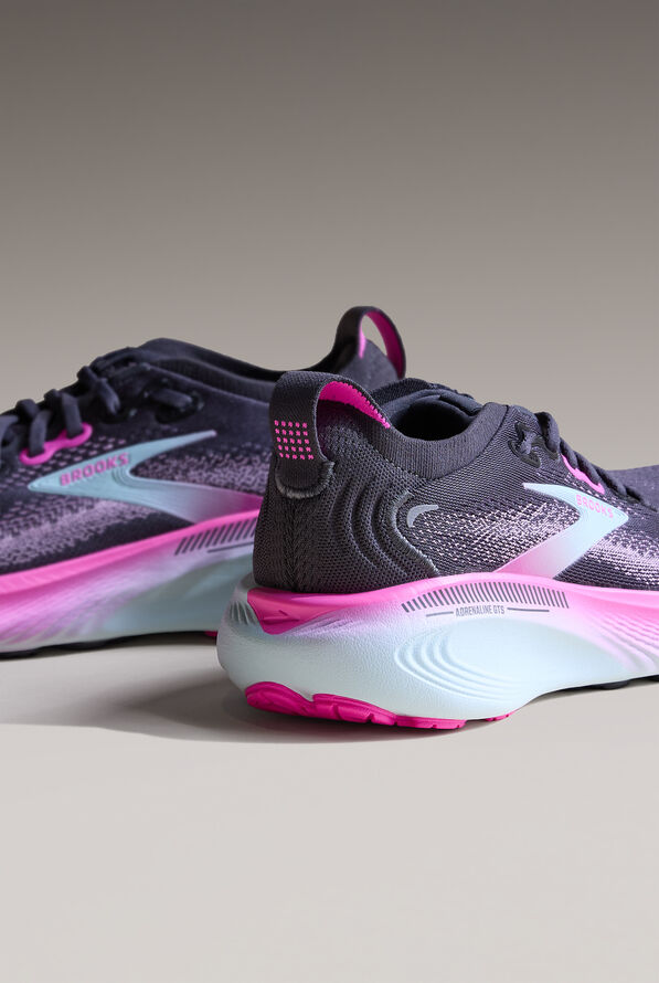 Brooks Women's Adrenaline GTS 25 Black/Cyber Pink/Iced Aqua Athletic Lace Up Shoes - null - 8