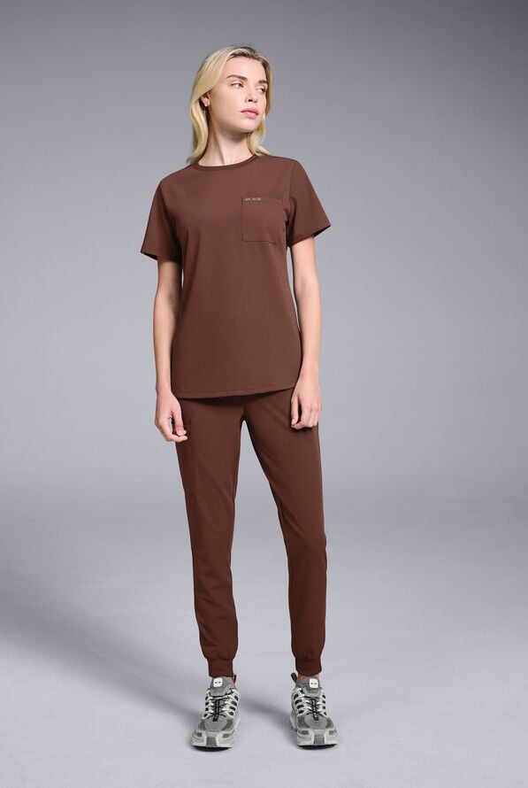 Blusa m&eacute;dica Hypothesis Base con cuello redondo para mujer - Bitter Chocolate - 2