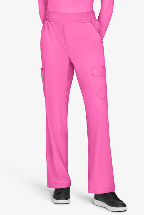 Planet koi Ayla Women's 6-Pocket STRETCH Flat Waist Rouched Cargo Convertible Wide Leg Scrub Pants