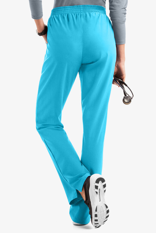 Easy STRETCH Alana Women's 2-Pocket Pull On Scrub Pants - Petite - Turquoise - 2