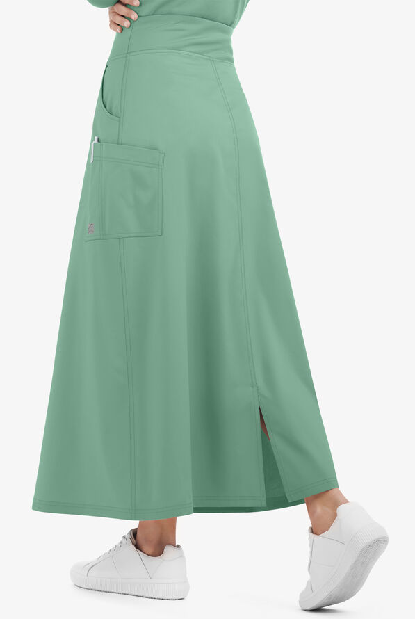 Butter-Soft STRETCH Women's 3-Pocket Ankle Length Scrub Skirt - Water Mint - 3