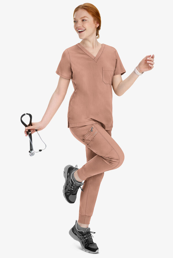 Healing Hands Purple Label Toby Women's 7-Pocket STRETCH Jogger Drawstring Scrub Pant - Santa Fe Tan - 6