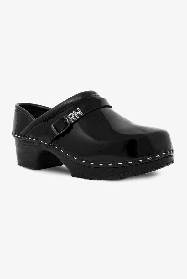 C&C Sweden Women's Classic Patent Leather Nursing Clogs - Black Diamonds - 4