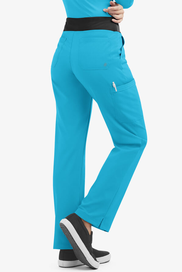 Pantalón médico Easy STRETCH tall Sienna estilo yoga con 5 bolsillos para mujer - Turquoise/Black - 2