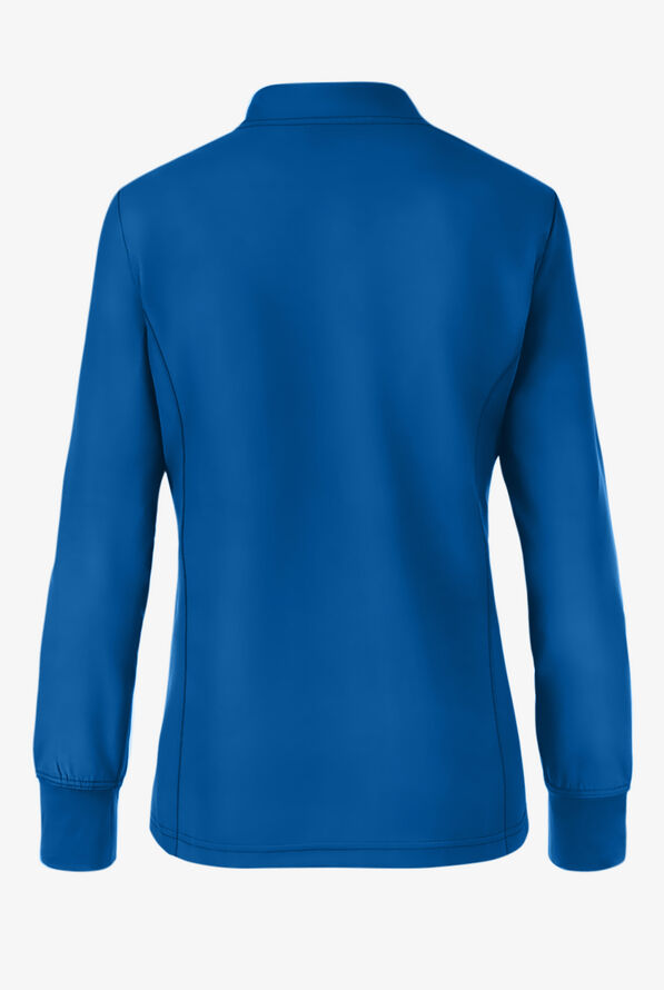 Med Couture Insight Women's 3-Pocket Zip Front Warm Up Scrub Jacket - Royal - 2