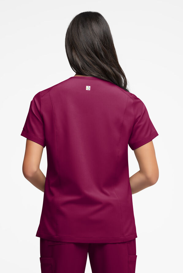 Blusa médica ReSurge Ruby con cuello en V y 5 bolsillos para mujer - Wine - 4