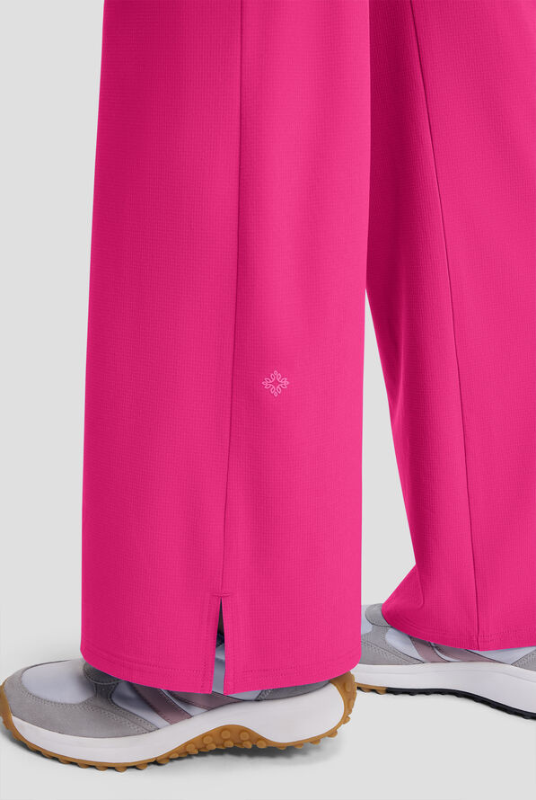 Med Couture Amp Women's 5-Pocket STRETCH High-Rise Wide Leg Cargo Scrub Pant - Pink Power - 3