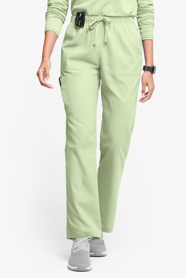 Pantalón médico Butter-Soft Originals de tiro medio estilo cargo con piernas rectas y 7 bolsillos para mujer - Spring Mint - 1