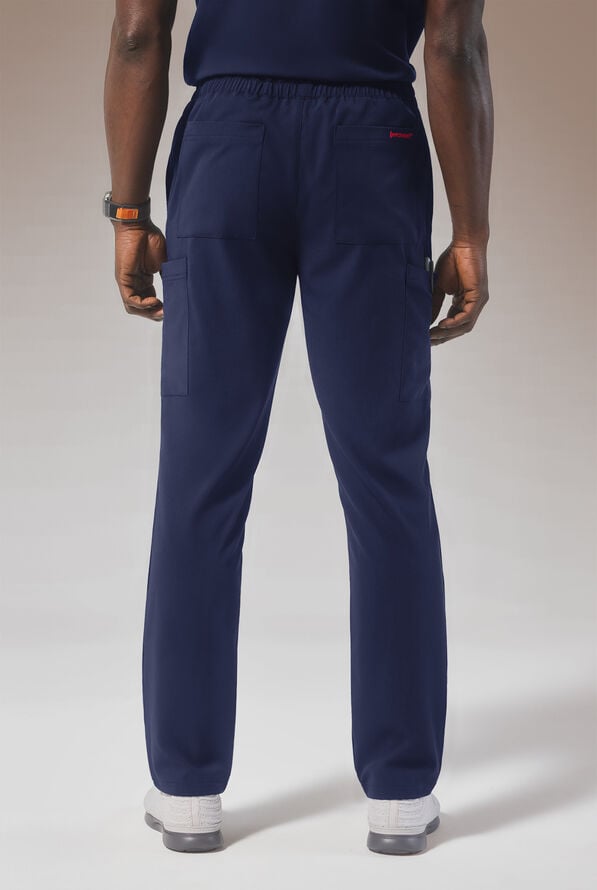 Hypothesis (RED) Men's 8-Pocket STRETCH Straight Leg Cargo Scrub Pant - Navy - 4