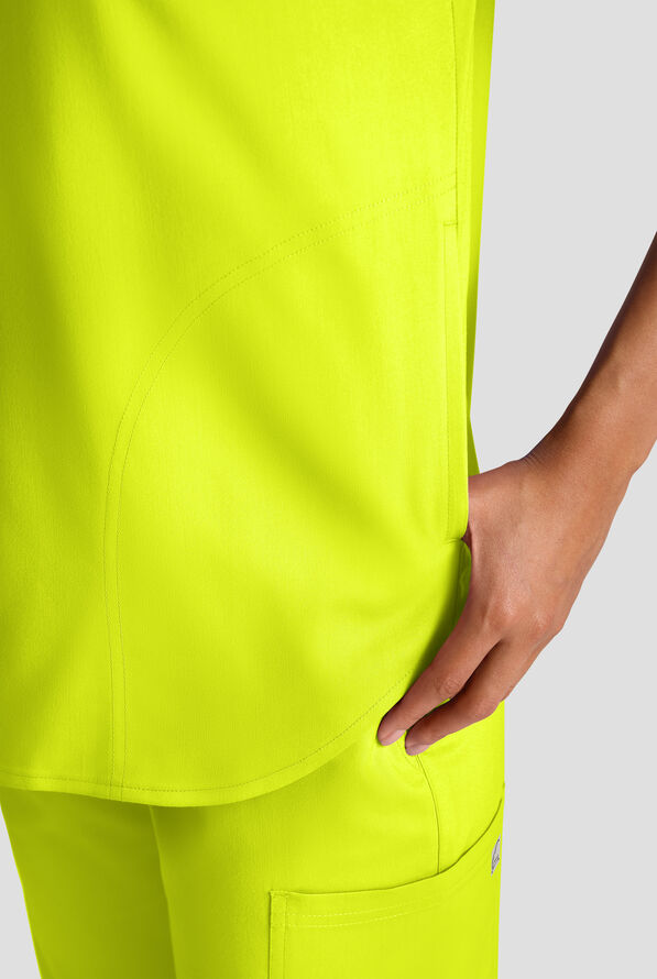 Butter-Soft STRETCH FLXTEK+ Women's 2-Pocket Oversized Henley Scrub Top - Lime Crush - 5