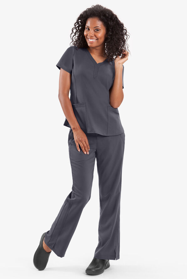 Healing Hands Purple Label Jane Women's 2-Pocket STRETCH Scrub Top - Pewter - 2