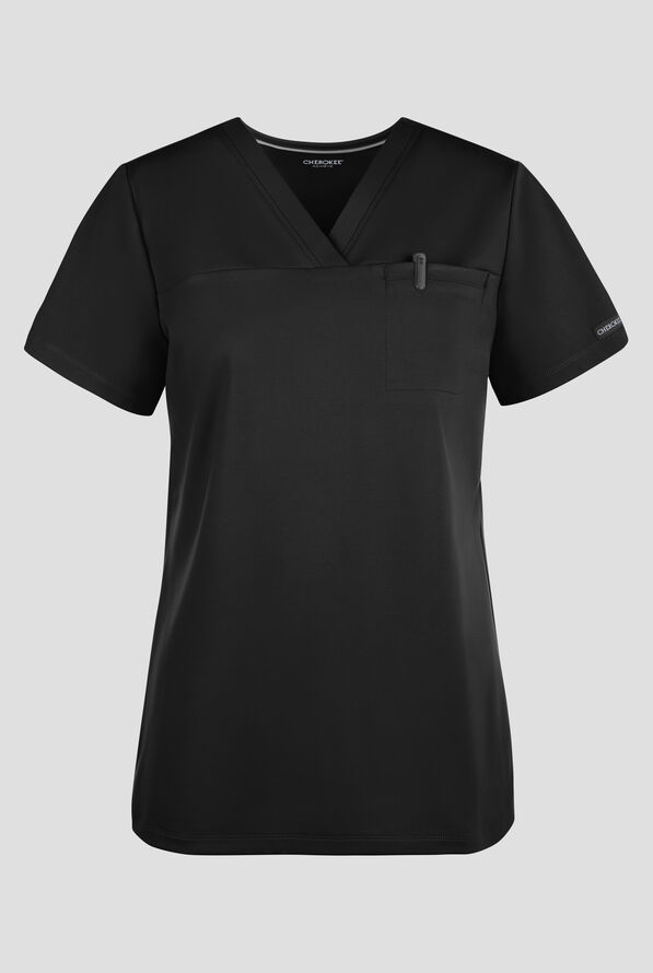 Cherokee Achieve Women's 1-Pocket Tuck in V-Neck Scrub Top - Black - 1