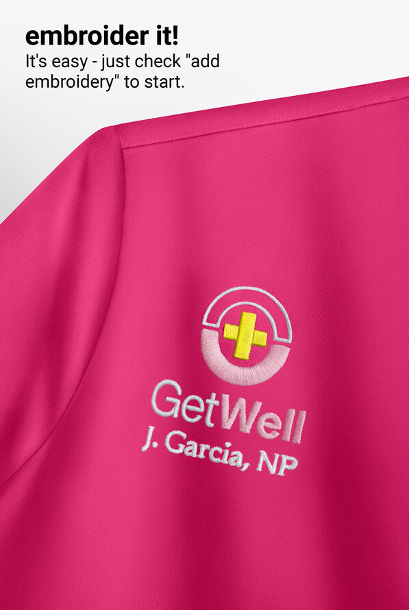 Cherokee Workwear Revolution Women's 3-Pocket STRETCH V-Neck Scrub Top - Electric Pink - 4