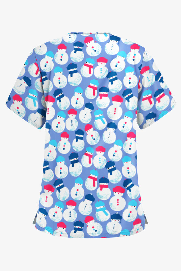 UA Butter-Soft Snowman Party Ceil Women's 3-Pocket V-Neck Print