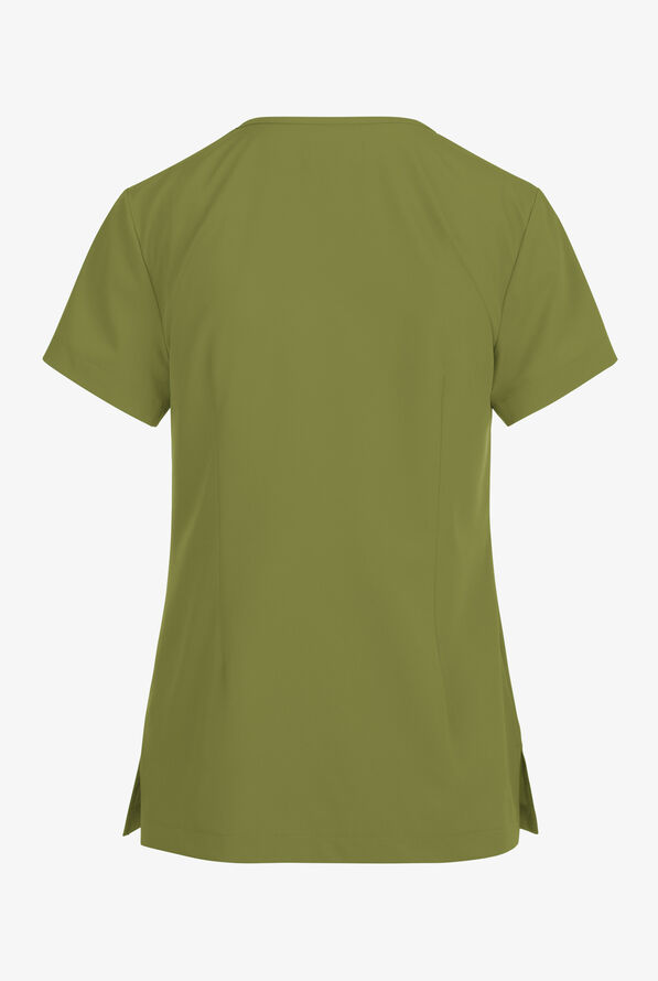 Blusa m&eacute;dica Planet koi Enik STRETCH con cuello en V y 2 bolsillos para mujer - Martini Olive - 2
