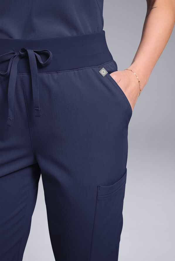Hypothesis Women's Base 7-Pocket Straight Leg Cargo Scrub Pant - Tall - Navy - 6