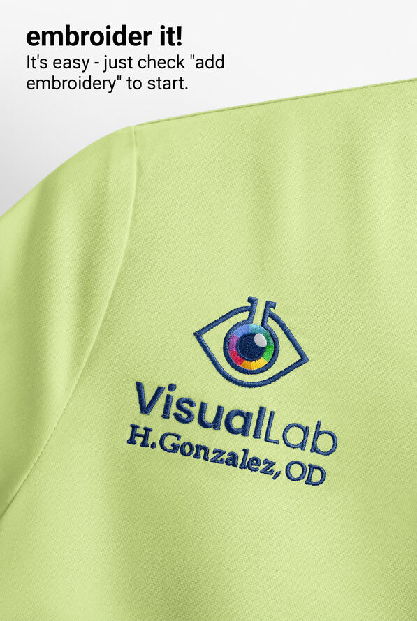 Camiseta m&eacute;dica Med Couture Layers Knit STRETCH con dobladillo fruncido y 1 bolsillo para mujer - Cyber Lime - 3