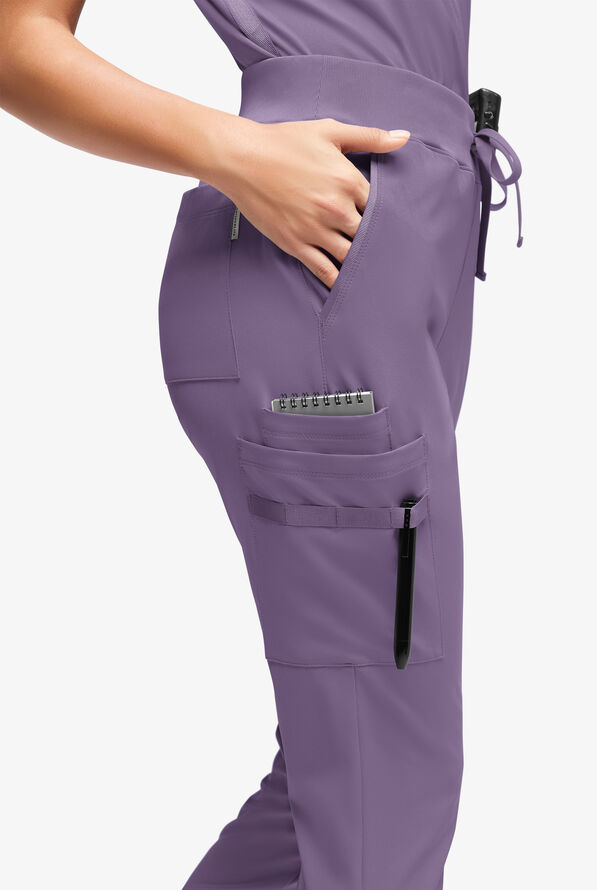 WhisperLite YARA Women's 10-Pocket Cargo Jogger Scrub Pants - Purple Dusk - 2