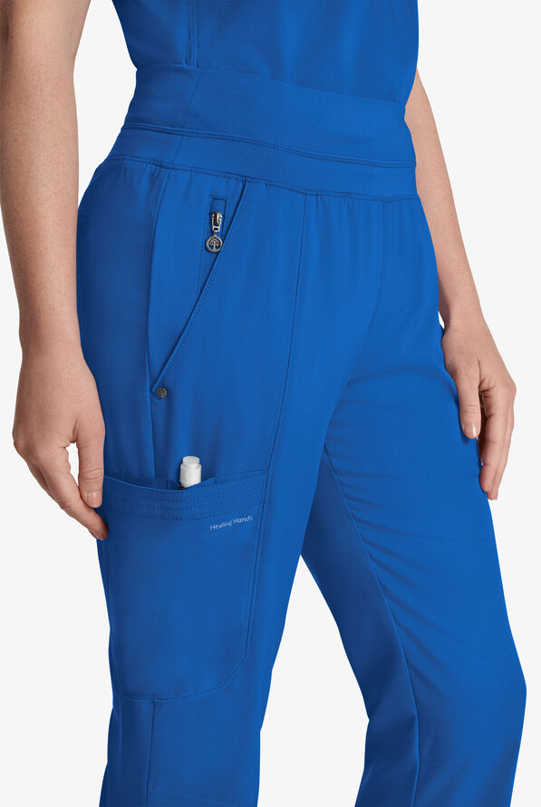 Healing Hands Purple Label Tina Women's 8-Pocket STRETCH Yoga Scrub Pants - Royal - 2