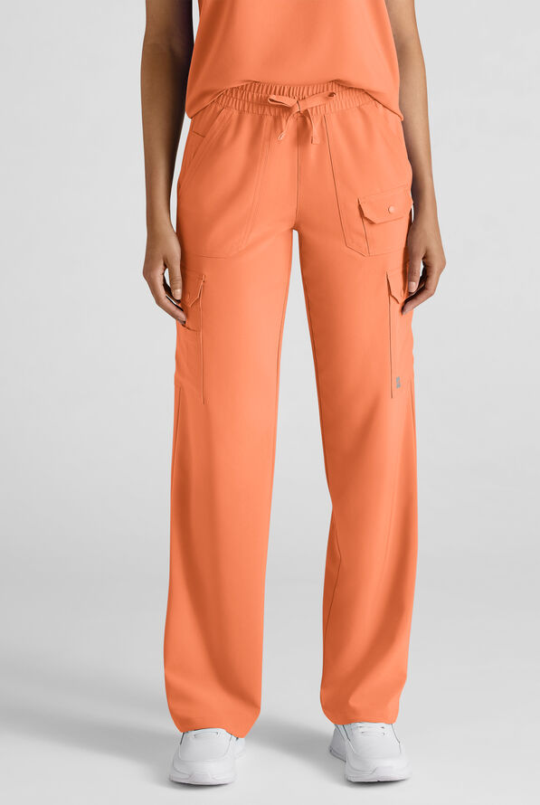 Easy STRETCH Ayo Women's 10-Pocket Cargo Scrub Pants - Petite - Coral Haze - 1