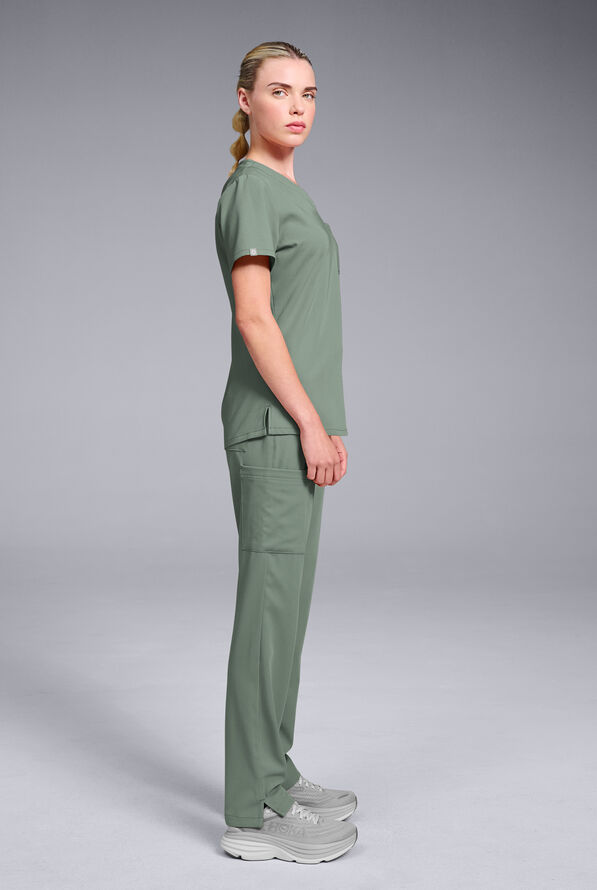 Hypothesis Women's Base 7-Pocket Straight Leg Cargo Scrub Pant - Tall - Mineral - 3