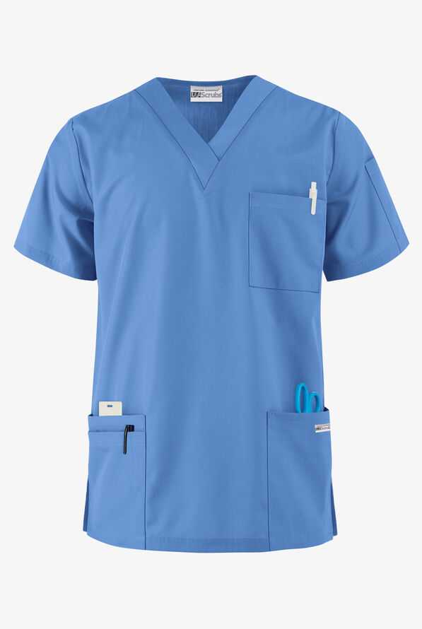 UA Best Buy Scrubs Men's 5-Pocket V-Neck Top - Ceil Blue - 1