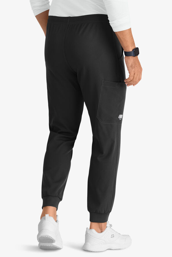 Skechers by Barco Structure Men's 3-Pocket STRETCH Cargo Jogger Scrub Pants - Short - Black - 4