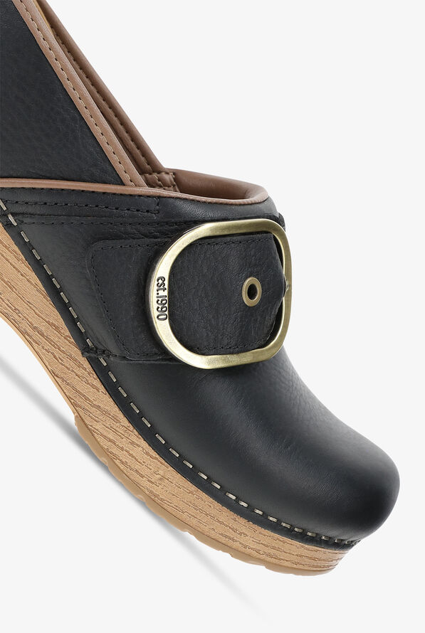 Dansko Women's Pearson Black Tumbled Leather Clog - Black - 3