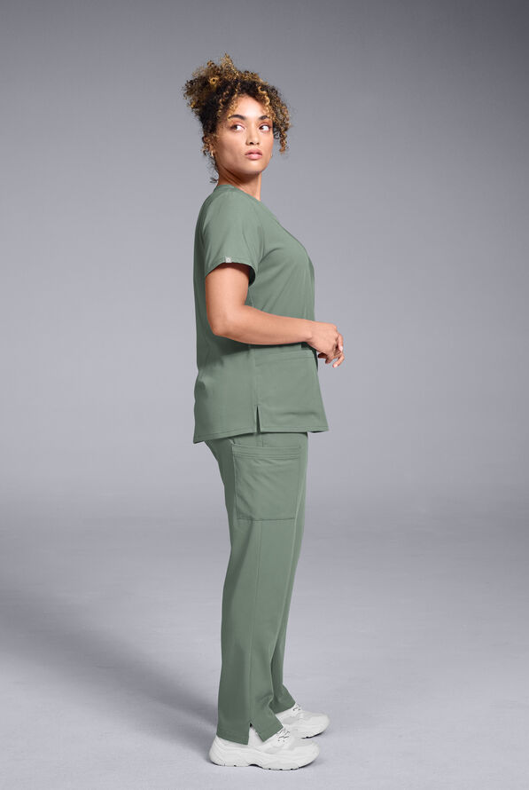 Hypothesis Women's Base 7-Pocket Straight Leg Cargo Scrub Pant - Tall - Mineral - 6