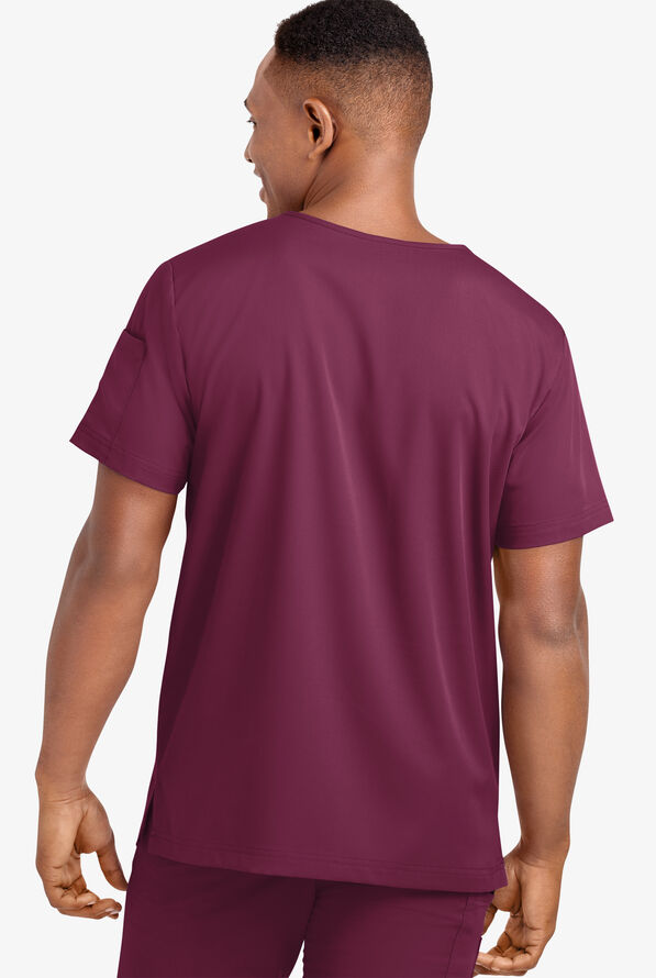 Advantage STRETCH Men's 4-Pocket V-Neck Scrub Top - Wine - 4