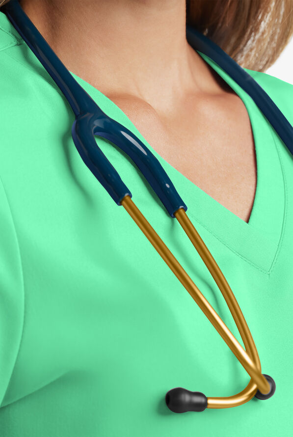 Blusa m&eacute;dica MOVEMENT by Butter-Soft Antares STRETCH con cuello en V y 6 bolsillos para mujer - Neo Mint - 5