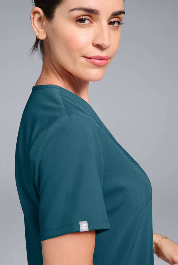 Hypothesis Women's Base 3 Pocket V-Neck Scrub Top - Caribbean Blue - 5