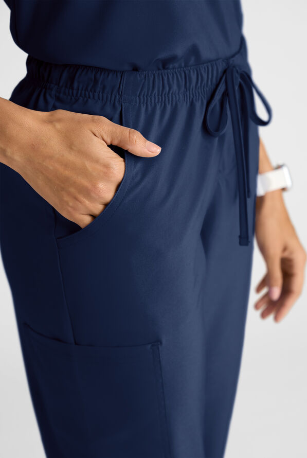 Easy STRETCH Eden Women's 4-Pocket Drawstring Scrub Pants - Petite - Navy - 6
