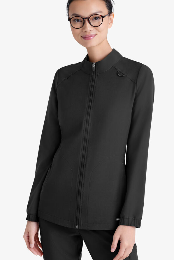 Grey's Anatomy by Barco Evolve STRETCH Virtue Women's 3-Pocket Zip Front Scrub Jacket - Black - 3