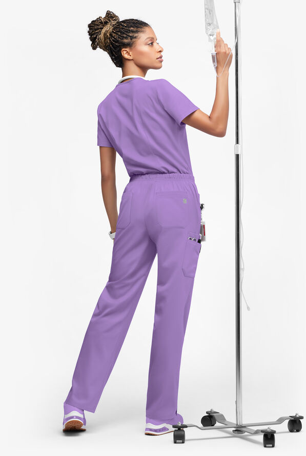 Butter-Soft STRETCH Women’s 10-Pocket Mid Rise Straight Leg Scrub Pant - Petite - Ultraviolet Light - 4
