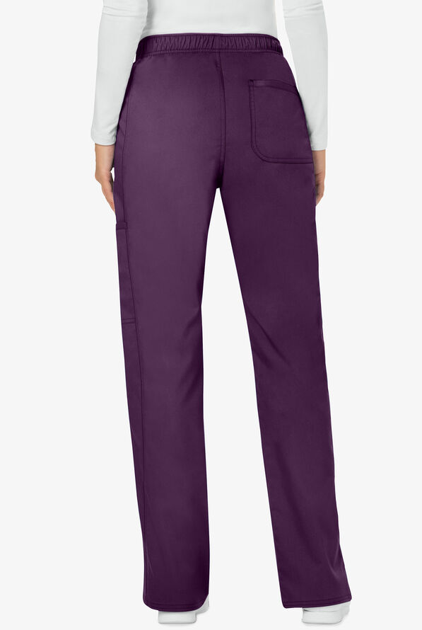 Cherokee Workwear Revolution Women's 5-Pocket STRETCH Drawstring Cargo Scrub Pants - Eggplant - 2